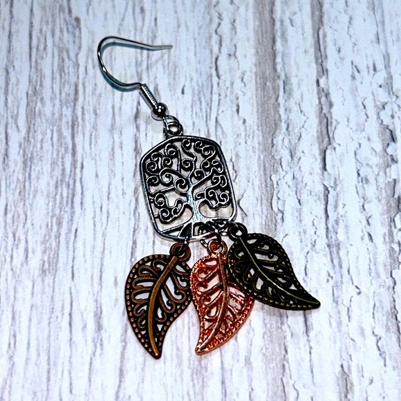 Handmade Sterling Silver Tree Pendant Earrings! - Picture 3 of 4